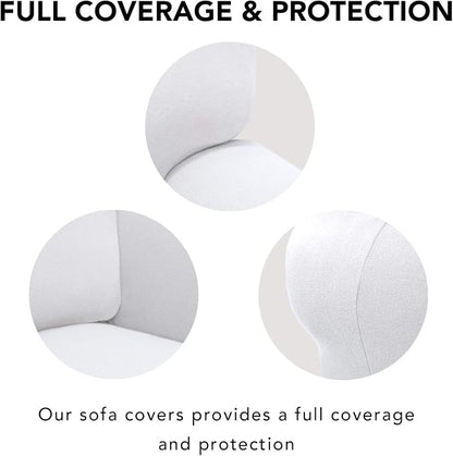 PureFit Stretch Oversized Couch Covers Fleece Sofa Slipcovers White | 1-Piece - Image 3