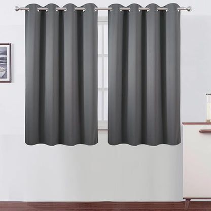 Blackout Curtains 66 x 54 Inch Long Frost Grey Curtains Set of 2 Panels Room by Lemomo