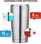 MEWAY 20oz Tumbler 12 Pack Double Wall Vacuum Insulated Travel Mug Bulk, Stainless Steel Tumblers with Lid and Straw, Durable Powder Coated Coffee Cups for Cold & Hot Drinks (Silver, 12)