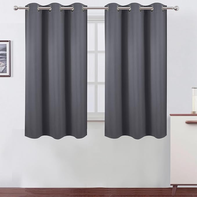 Grey Blackout Curtains 34 x 63 Inch Length/Set of 2 Curtain Panels/Thermal by Lemomo