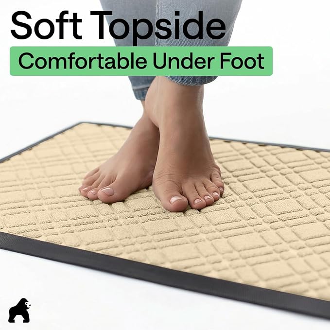 GORILLA GRIP 100% Waterproof All-Season WeatherMAX Doormat US Designed Natural - Image 8