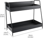 Countertop Coffee Bar Organizer,2 Tier Metal Coffee Pod Holder with Handles,Tea Bag Condiment Snack Organizer,Mug Holder for Kitchen,Bathroom,Office,Black