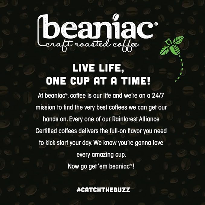 beaniac Organic Kickstarter Colombian, Medium Light Roast, Single Serve Compostable K Cup Coffee Pods, Organic Arabica Coffee, Keurig Brewer Compatible, 30 Count