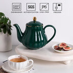 Sweejar Royal Teapot, Ceramic Tea Pot with Removable Stainless Steel Infuser, Blooming & Loose Leaf Teapot - 40 Ounce (Jade)