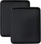 Toaster Oven Pans Set of 2, Shinsin 11-Inch Nonstick Baking Sheet Pans and Trays, 1/8 Thicker Replacement Small Baking Tray Accessories for Cookie, Non Toxic and Easy Clean and Diswasher Safe,Black