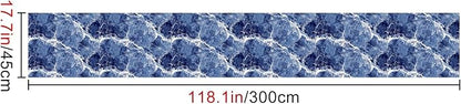 HOMETITUTE Blue Marble Wallpaper Peel and Stick Ocean Wave Pattern 118.1x17.7 - Image 5