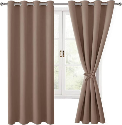 Blackout Curtains for Bedroom, 52 x 63 Inches Length, Cappuccino | Thermal by Hiasan