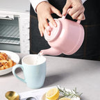 Sweejar 35 oz Porcelain Tea Pot, Teapot with Removable 18/8 Stainless Steel Infuser, Microwave & Dishwasher Safe Tea Maker, Tea Infuser Pots for Blooming loose Leaf Tea,Chrismas Women Gift (Pink)
