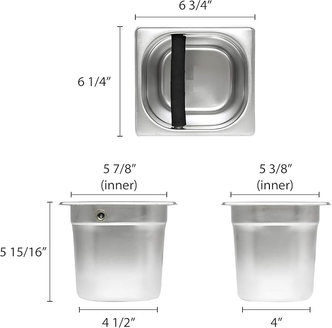 TrueCraftware- 6” Deep Commercial Grade Stainless Steel Coffee Knock Box with Rubber Knock Bar 0.6mm Thickness- Durable Barista Espresso Knock Box Perfect for Restaurant Cafes Home