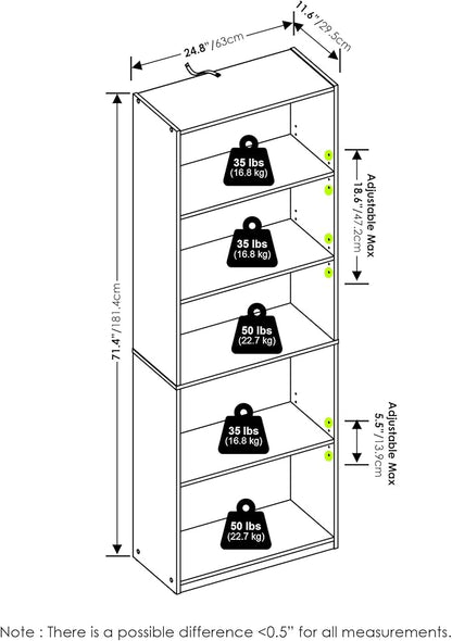 Furinno GEHRY Book Shelf, 5-Tier Bookshelf, - Image 3
