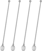 Coffee Stir Sticks,BURLIHOME Stainless Steel Swizzle Sticks 4Pcs Reusable Beverage Stirrers with Honey Shape