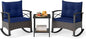 Tangkula 3 Piece Rattan Rocking Chair Set, Patio Rocker Bistro Set w/Acacia by TANGKULA