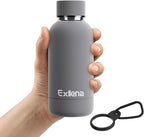 Small Water Bottle 12oz with Clip, Double Wall Stainless Steel Vacuum Small Insulated Water Bottle Keeps Drinks Cold 24 Hrs/Hot 12 Hrs for Kids Handbag School BPA Free (Grey)
