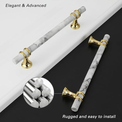 Rergy Cabinet Handles Marble Drawer Pulls and Knobs, T-Bar Hardware - Image 3