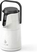 IDEUS Thermal Coffee Carafe 74oz (2,200ml), Stainless Steel Double Wall Insulated Vacuum Flask, Water Jug Coffee Server and Beverage Dispenser, Heat and Cold Retention (White, 74oz (2,200ml))
