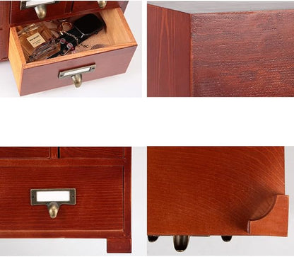 Apothecary Cabinet with 10 Drawers & Labels Rustic Library Card Catalog Cabinet - Image 6
