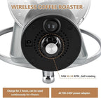 Coffee Roaster Machine for Home Use, Stainless Steel 14W Electric Coffee Roaster Machine with Tray, Speed Adjust, Auto-matic Nuts Coffee Bean Roaster Drum for Homes, Cafes, Hotels Silver