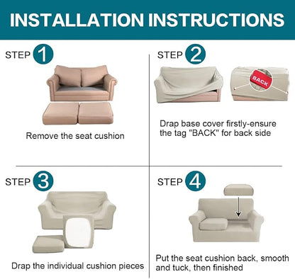 Turquoize 3 Piece Sofa Covers for 2 Cushion Couch Sofa Slipcover Soft Couch - Image 6