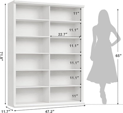 Rresyet 71.8" L *47.2“W Wooden Bookcase and Bookshelf – Extra Large Bookshelf - Image 2