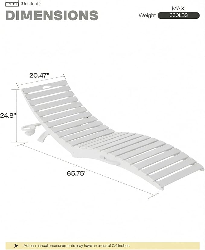 Folding HDPE Pool Lounge Chairs Set of 4, Pre-Assembled Outdoor Chaise Lounge - Image 2