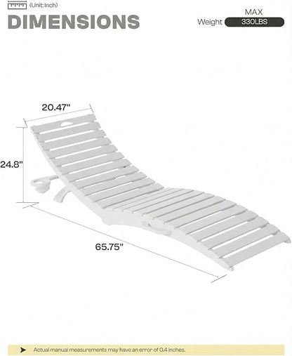 Folding HDPE Pool Lounge Chairs Set of 4, Pre-Assembled Outdoor Chaise Lounge - Image 2
