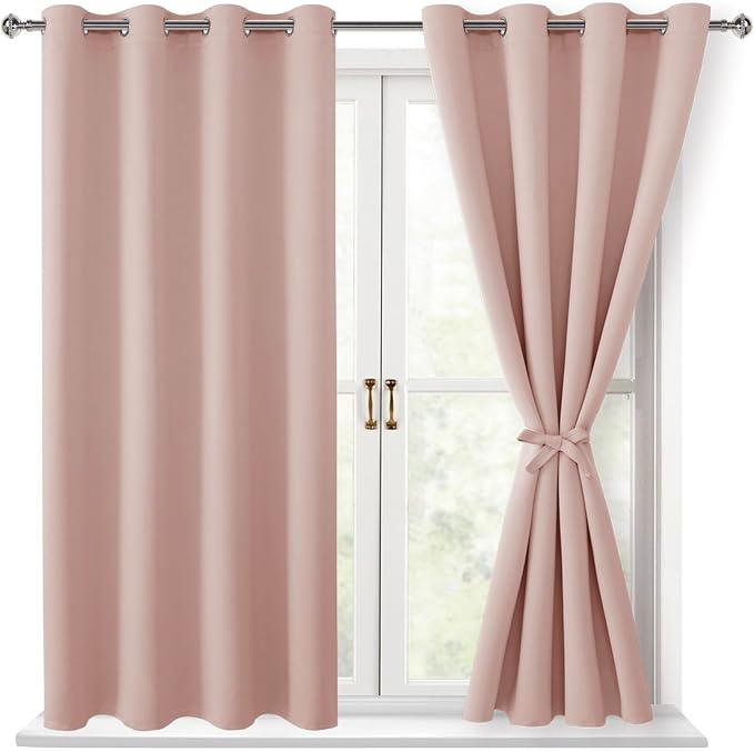 Blackout Curtains for Bedroom, 52 x 54 Inches Long, 2 Panels | Thermal Insulated by Hiasan