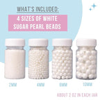Sweets Indeed Sprinkles, White Sugar Pearl 4 Pack, 8.46 ounces, Edible Sprinkle Mix, Perfect for Cake Decorations, Baking, Ice Cream, Cookies, Cupcake Topper