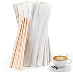 250 Pcs Coffee Stirrers 5.5 Inch Wood Coffee Stir Sticks Individually Wrapped Wooden Stir Sticks Disposable Wood Stir Sticks Eco-Friendly Wood Coffee Stir Sticks for Coffee, Cocktail (250 PCS)