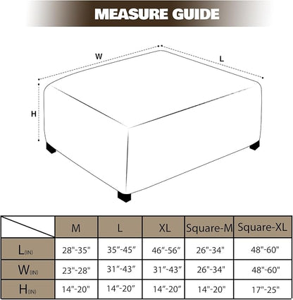 NeColorLife Square Ottoman Cover Jacquard Fabric Ottoman Slipcover Thick - Image 4