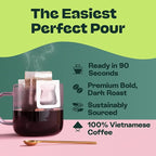 Copper Cow Premium Pour Over Single-Serve Vietnamese Coffee | Churro | Dark Roast | Flavored with Real Cinnamon | Includes 16 Coffees