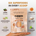 Cuppa Salted Caramel Healthy Mushroom Instant Coffee with Lion's Mane & Ashwagandha for All Day Energy & Focus - No Crash or Jitters - Nootropics for Brain Health, Gut Health, Immunity, Stress, Memory + Mood - 60 Servings
