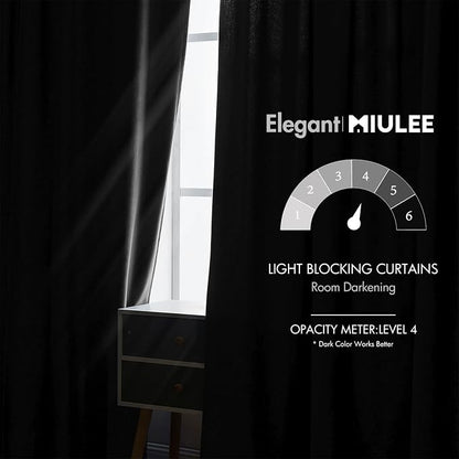 MIULEE Black Velvet Curtains 52x84 inches 2 Panels Luxury Blackout Curtains | - Image 5
