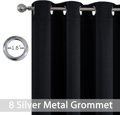 Yakamok Black Room Darkening Curtains 84 inch Sliding Door Drapes | 1 - Image 2