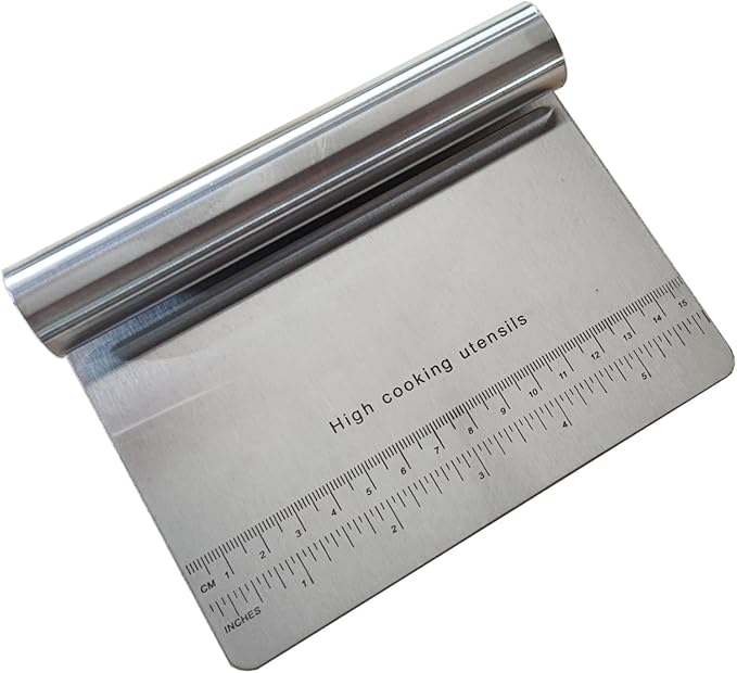 5.9" x 4.5" Dough Knife Stainless Steel Scraper, Graduated Dough Cutter, Integrated Handle, Baking Knives, Multi Functional Scraper, Kitchenware