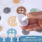 3Pcs White Gear Cookie Cutters, Steampunk Cogs Plunger Mold, 3D Gear Cookie Stamp Mold, Clock Wheel Biscuits Fondant Molds for Cake Cookie food Decoration Cookie Cutters Baking Tools