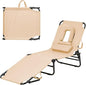 Folding Beach Lounge Chair w/ 5 Adjutable Backrest & Padded Pillow, Sunbathing by Unknown