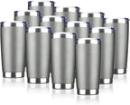 20oz Tumbler Bulk Stainless Steel Vacuum Insulated Tumblers with Lid Double Wall Travel Mug Durable Powder Coated Coffee Cup, Suitable for Ice Drinks and Hot Beverage (Gray 12pack)