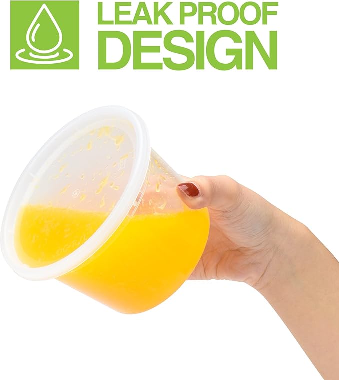 Glotoch 48 Pack 16 oz. (2 Cups/1 Pint) Plastic Food and Drink Storage Containers Set with Lids - Microwave, Freezer & Dishwasher Safe Eco-Friendly, BPA-Free, Reusable & Stackable