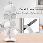 Marble Mug Holder Tree, 8 Hooks Brushed Nickel Coffee Cups Stand, New Upgraded Stable Mug Stand for Kitchen Counter Cabinet Cafe