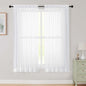 White Sheer Curtains 63 Inch Length 2 Panels Set by WelvetBLK
