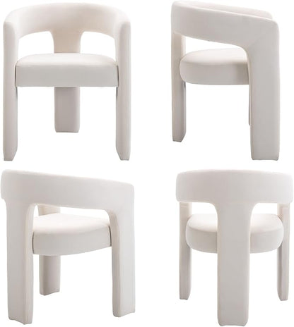 BESTANO Set of 3 Modern Velvet Fabric Upholstered Dining Chairs - Image 7