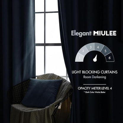 MIULEE Velvet Curtains 52x90 inches 2 Panels Stone Blue Blackout Curtains | - Image 5