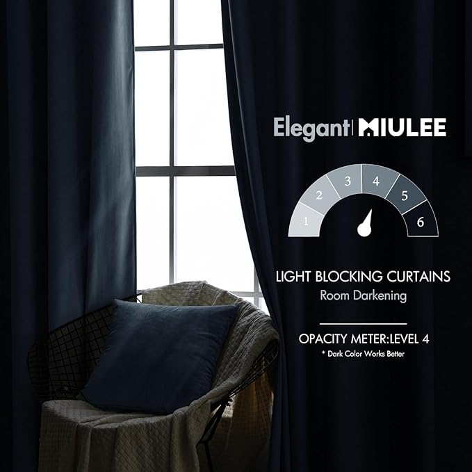 MIULEE Velvet Curtains 52x108 inches 2 Panels Stone Blue Blackout Curtains | - Image 5