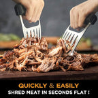 Walfos BBQ Gloves - 500°F Heat Resistant Grilling Gloves Set with Meat shredding Claws & Silicone Brush, Non-Slip Kitchen Silicone Oven Mitt, for Barbecue, Cooking, Baking, Cutting, Black