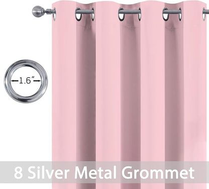 Yakamok Pink Room Darkening Curtains 84 inch Sliding Door Drapes | 1 Extra-wide - Image 2