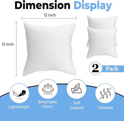 QUBA LINEN Throw Pillow Inserts, 12x12 Inches - Image 2