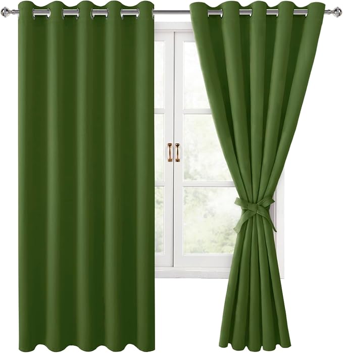 Blackout Curtains for Bedroom, 60 x 63 Inches Length, Olive Green | Thermal - Image 8