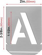 HAUTMEC Vintage Stainless Steel Letters Stencils, A to Z Stainless Steel Stencils & Holder, 1-1/2"(40mm) Letters, Shop Stencil, Advertising Stencilling, Craft-Printing, Reusable HT0239-ST