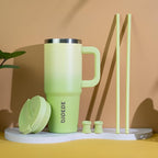 BJPKPK 40 oz Stainless Steel Tumbler With Handle Insulated Tumblers With 2 Straw Travel Coffee Mug With Lid,Army Green