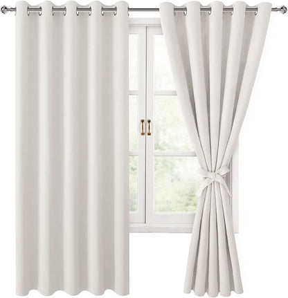 Room Darkening Curtains for Bedroom, 60 x 72 Inches Ivory, 2 Panels | Thermal by Hiasan